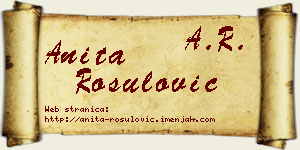 Anita Rošulović vizit kartica